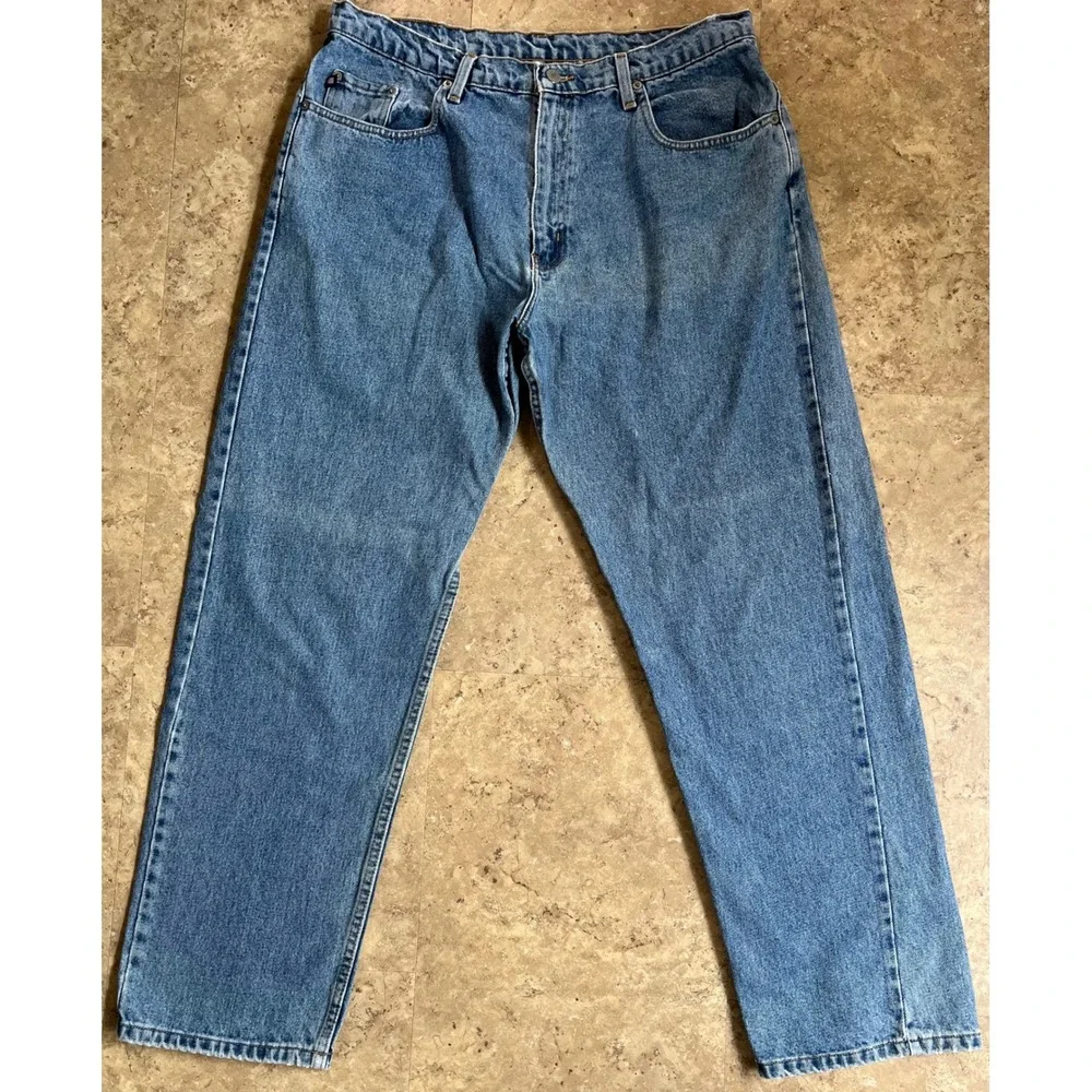 Vtg Polo Jeans Co Ralph Lauren Mens Straight Leg Denim‎ Blue Jeans RL Flag 36x32